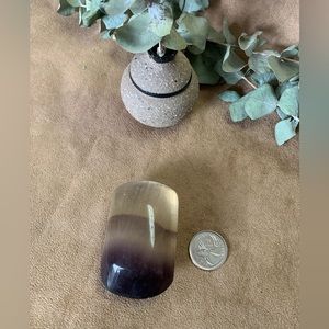 High Grade Yellow Purple Fluorite Palm Stone